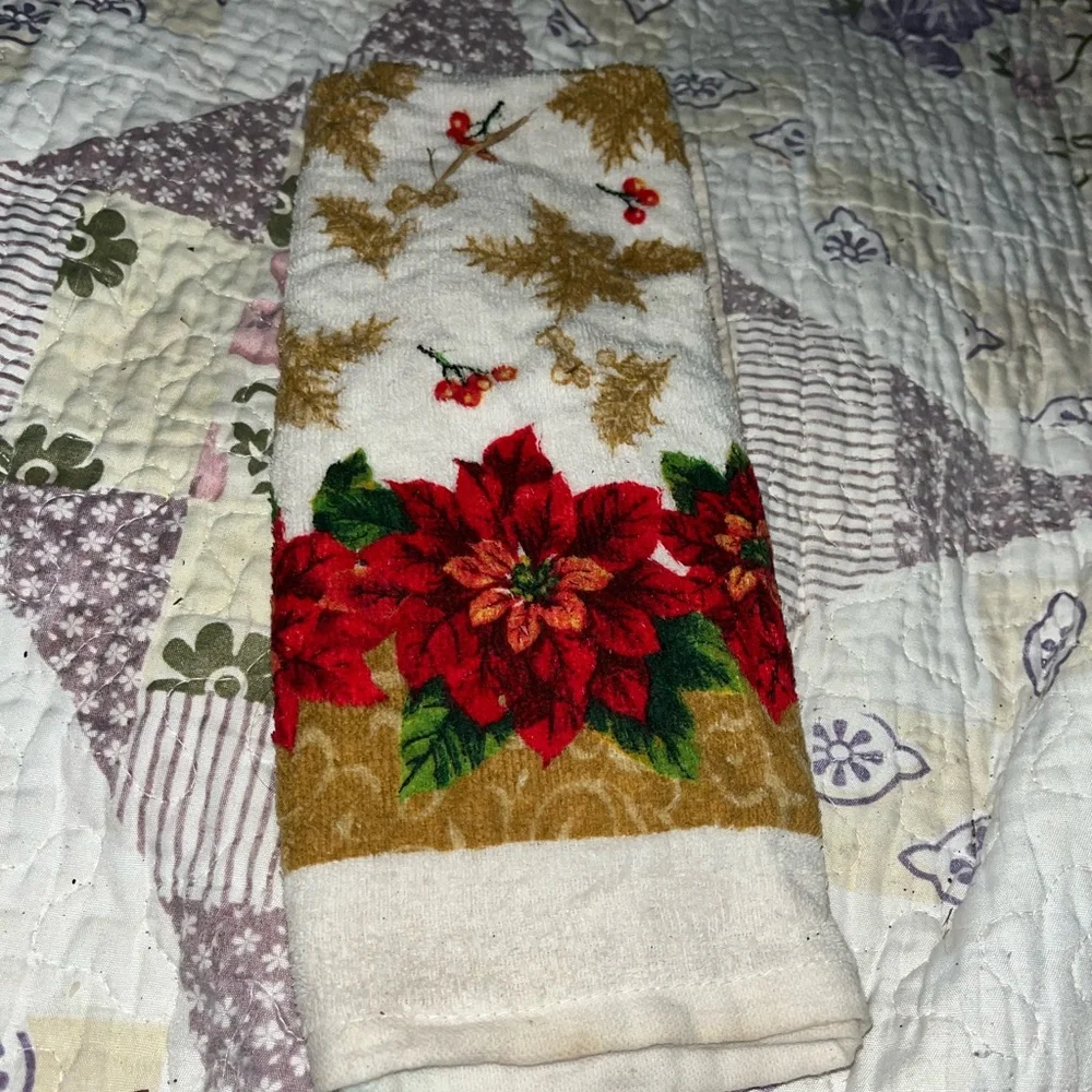 Festive Poinsettia Hand Towel